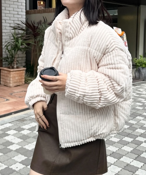 CLEA ダウンコート ダウンジャケット コーデュロイハイネックダウン