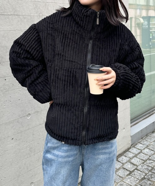 CLEA ダウンコート ダウンジャケット コーデュロイハイネック