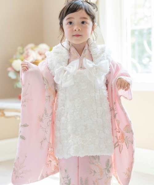 Catherine Cottage 着物 七五三 チュール刺繍着物とバラ生地被布