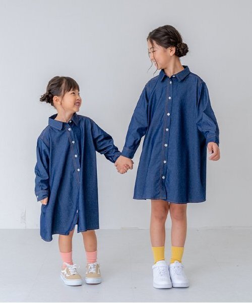petit main and D. ワンピース デニムフレアシャツワンピ キッズ 子供 
