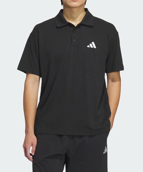 新品S Adidas ショートスリーブ ポロシャツ ブラック JL5986 レディース アディカラー フットボール ジャカード Vネック