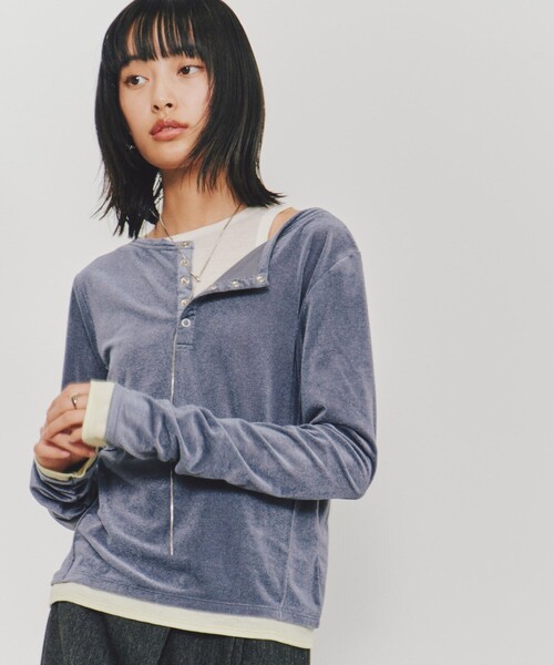tシャツ 2WAYルーズフィットベロアトップス｜ウォッシャブル レディース