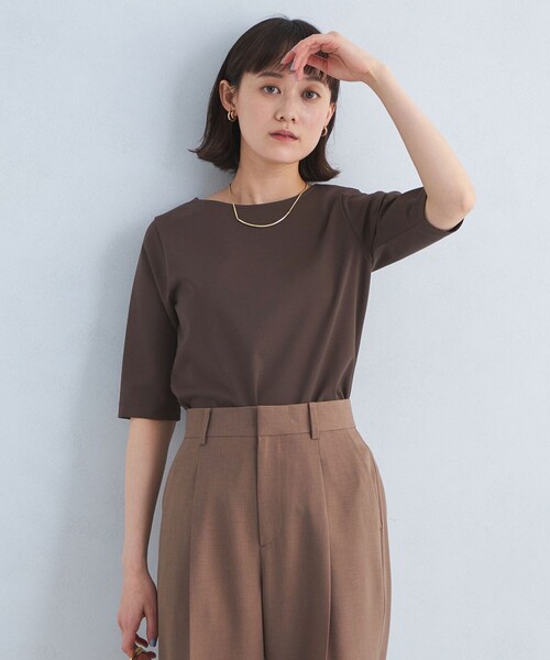 tシャツ 杢ノットネットボートネックカットソー レディース a20-1_2.jpg
