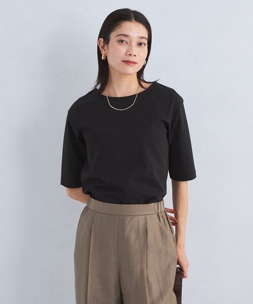 green label relaxing tシャツ ボートネック ポンチ 5分袖 プル