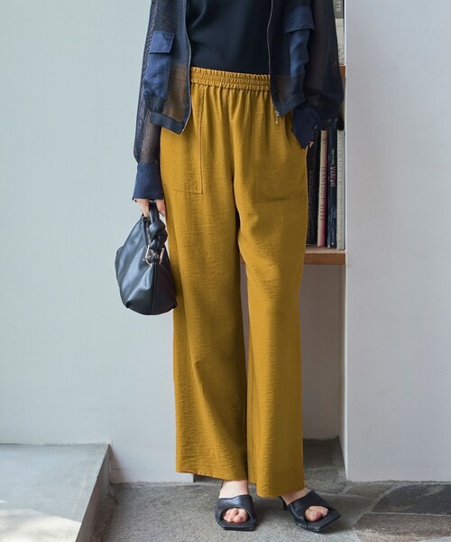 iCB サイズ2【洗える】ワッシャーツイル ワイドストレートパンツ 人気