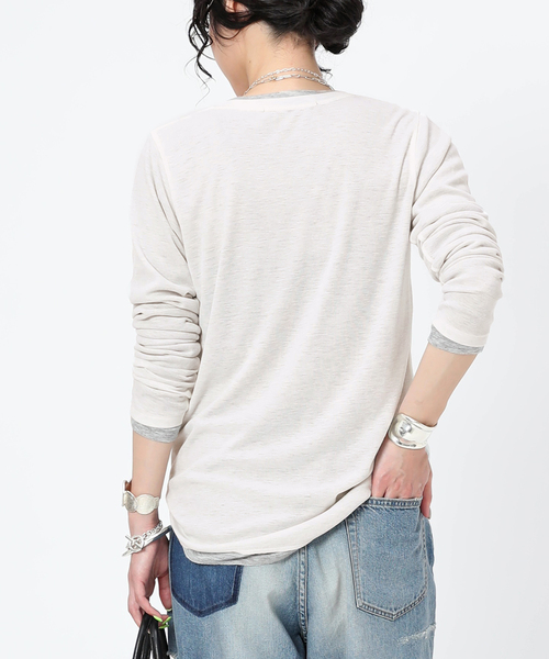 AP STUDIO tシャツ メロータッチヘンリーネックTシャツ
