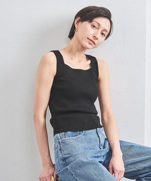 UNITED ARROWS ニット セーター リブ スクエアネック ニット