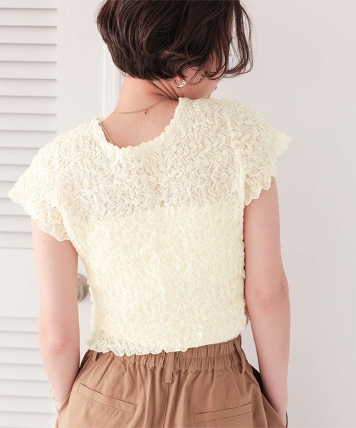 【美品】LIten シアースカルプチャートップス ホワイト 美品】LIten シアースカルプチャートップス ホワイト 美品】LIten