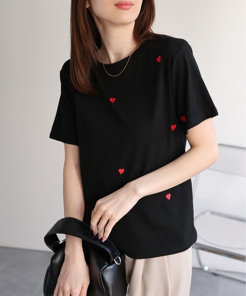 sakishimatokyo tシャツ 半袖 ハート刺繍Tシャツ レディース