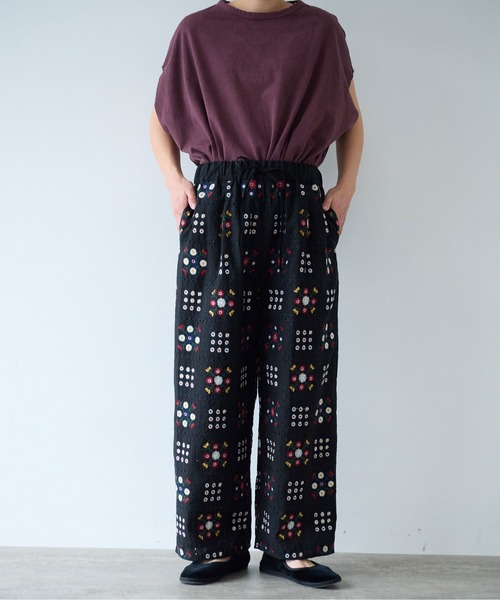 yuniページ yuni パンツ eyelet embroidelyイージーパンツ レディース
