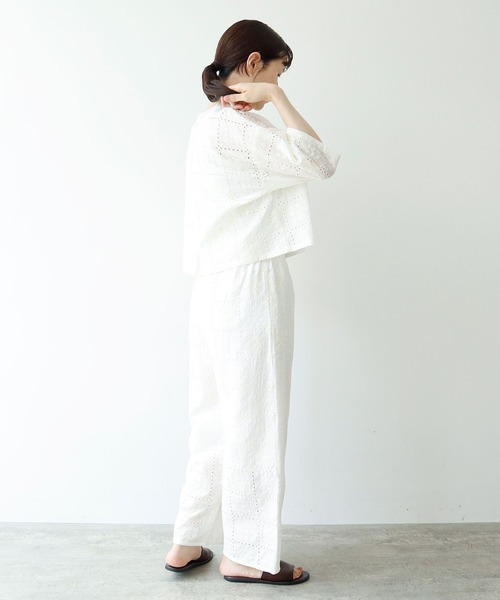 yuni パンツ eyelet embroidelyイージーパンツ レディース : ZOZOTOWN