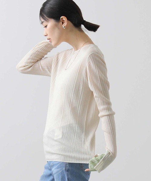 ニット セーター リブ×シアーニット レディース Gready Brilliant ニット セーター シアーリブバイカラー