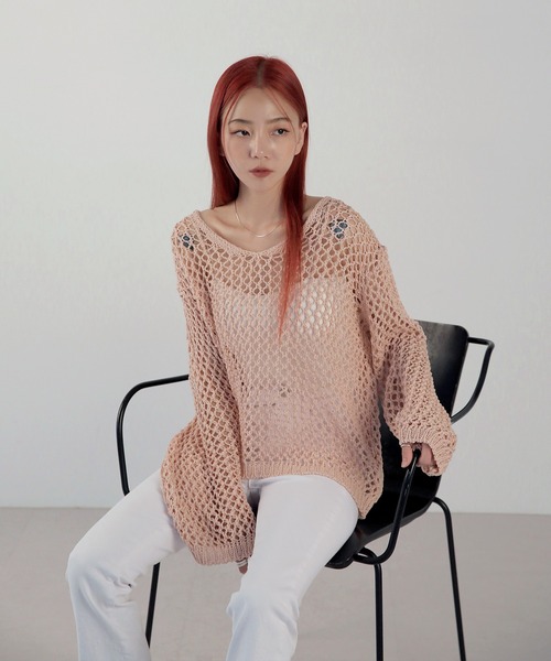 「UNE MANSION」 長袖ニット FREE ブラック レディース_画像5