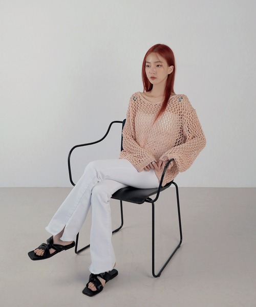 「UNE MANSION」 長袖ニット FREE ブラック レディース_画像6