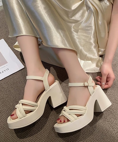 Lace Ladies サンダル レザー調 クロス ストラップ