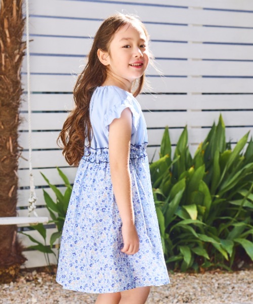 【新品】CHOPIN deux 花柄 半袖ワンピース 前開き130cm CHOPIN（ショパン） ワンピース 「キッズ」ウエスト切り替え小花柄