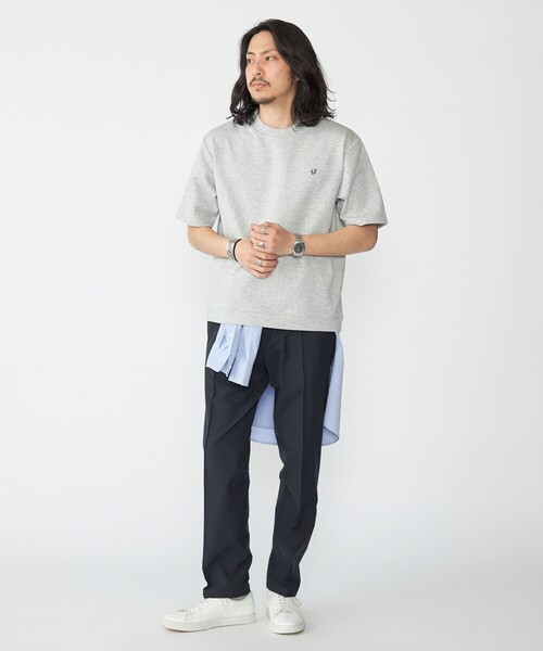 tシャツ 「WEB限定」SHIPS: テレワーク ビズ ワンポイントロゴ ポンチ Tシャツ メンズの画像