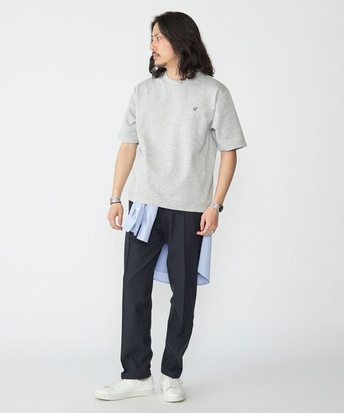 tシャツ 「WEB限定」SHIPS: テレワーク ビズ ワンポイントロゴ ポンチ Tシャツ メンズの画像