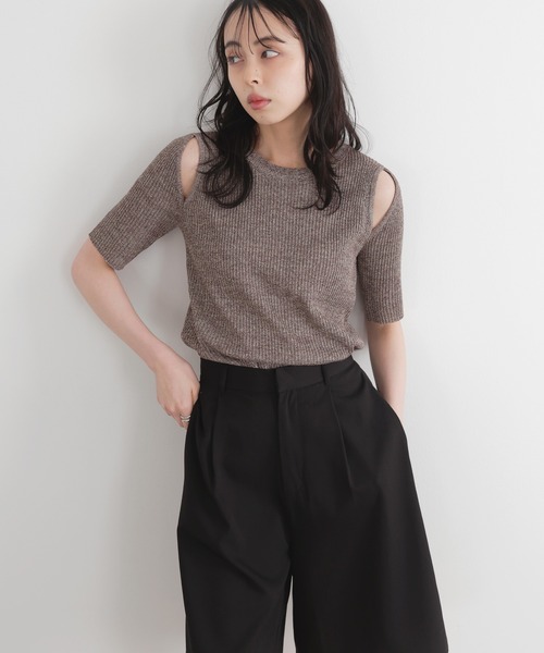 ニット セーター SHOULDER OPEN SHORT KT / ショルダーオープンショートニット レディース LIAN ニット セーター ショルダーオープンニット レディース