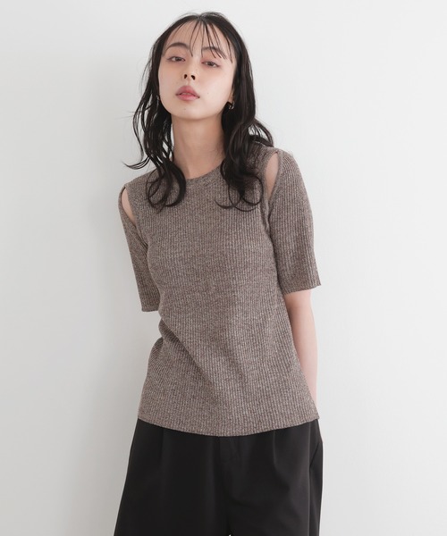 ニット セーター SHOULDER OPEN SHORT KT / ショルダーオープンショートニット レディース LIAN ニット セーター ショルダーオープンニット レディース