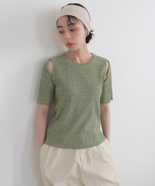 ニット セーター SHOULDER OPEN SHORT KT / ショルダーオープンショートニット レディース LIAN ニット セーター ショルダーオープンニット レディース