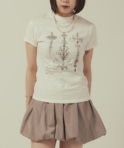 y2k 00s❤︎ Ozz On Japan 刺繍 切り替えピチtシャツ AO2 tシャツ y2k antique Print T-shirt / Y2K風アンティーク