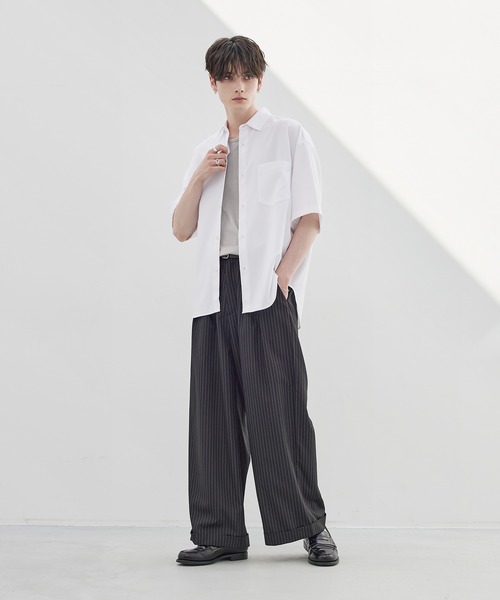 ESSENTIALS WARDROBE シャツ 防シワレギュラーカラーベーシック半袖