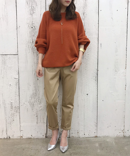 「LOUNGEDRESS」 ドルマンスリーブニット FREE オレンジ レディース_画像5