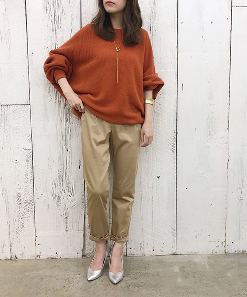 「LOUNGEDRESS」 ドルマンスリーブニット FREE オレンジ レディース_画像7