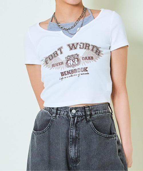 tシャツ レイヤードテレコ半袖トップス レディース : ZOZOTOWN