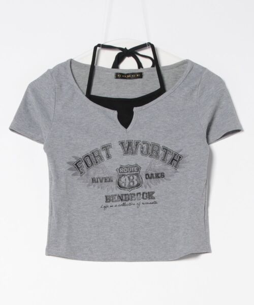 tシャツ レイヤードロゴトップス レディース tシャツ レイヤードテレコ半袖トップス レディース : ZOZOTOWN