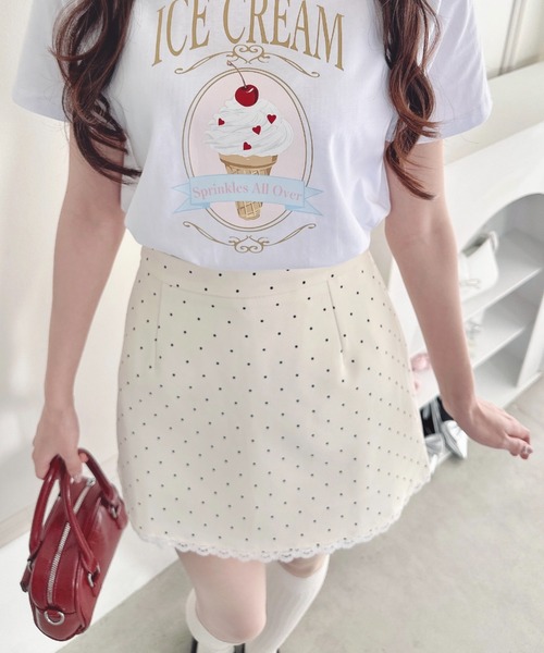 Loueme スカート ポルカドットレースミニスカート : ZOZOTOWN Yahoo!店