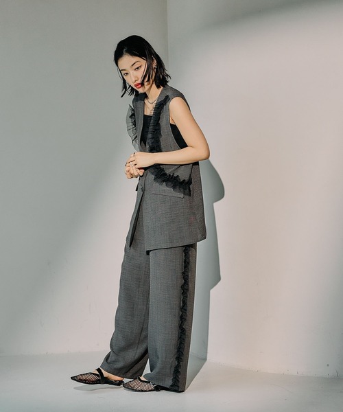 【レプシィム】チュールベスト＆サイドフリルパンツ LEPSIM（レプシィム） パンツ 「リネンライクドライシリーズ」サイド