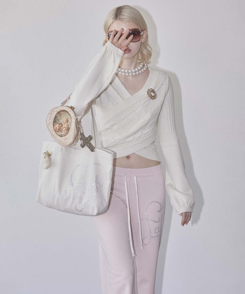 【SCULPTOR】♡フェイスラインストーン エコバッグ ♡ SCULPTOR トートバッグ Faith Rhinestone Eco Bag レディース