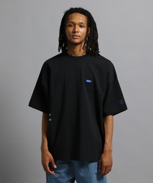 JENTLOUIS Tシャツ ブラック ジップ付き George's tシャツ ギミックプリントTシャツ メンズ レディース