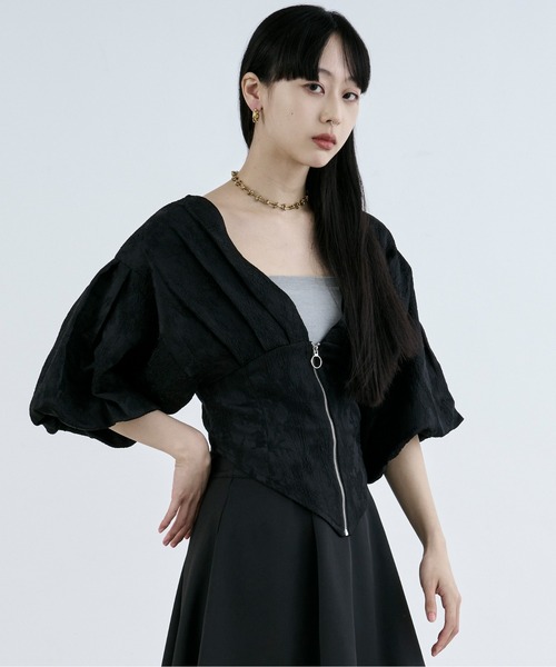 ブラウス シャツ 「eL」Balloon Sleeve Shirt/102245 レディース Ezick ブラウス シャツ balloon corset ジャガードブラウス