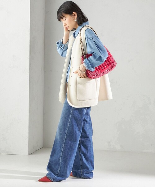 【関税込み】Levi's ブルー Ribcage ワイドレッグジーンズ Levi's Ribcage ワイドジーンズ | ブルー | FARFETCH JP