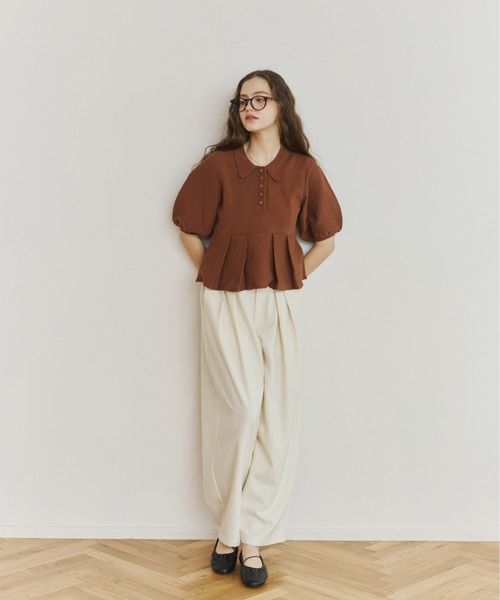 OLUN スラックス パンツ wide cocoon slacks pants/ワイドコクーン