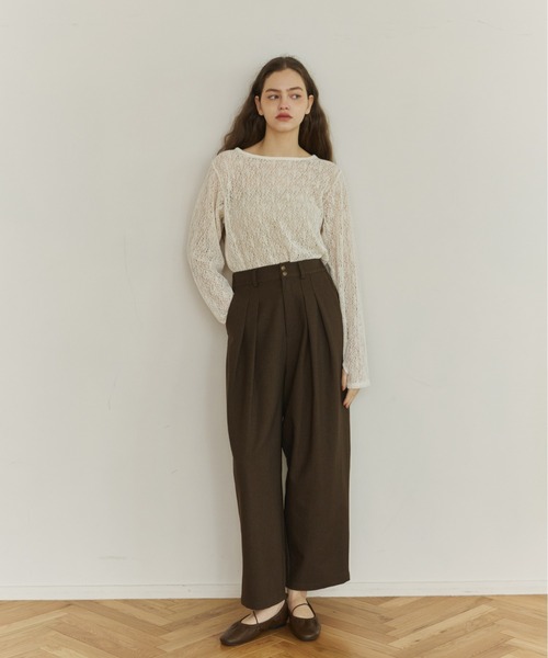 OLUN オルン　ケーブルニット ワイドコクーンスラックスパンツ OLUN スラックス パンツ wide cocoon slacks pants/ワイドコクーン