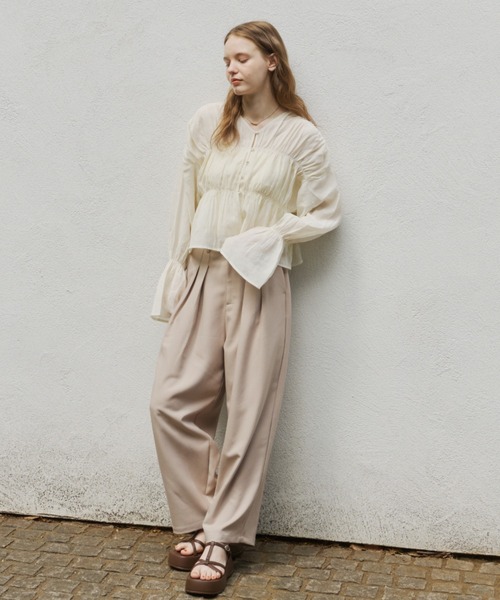 OLUN オルン　ケーブルニット ワイドコクーンスラックスパンツ OLUN ワイドパンツ スラックス パンツ wide cocoon slacks pants