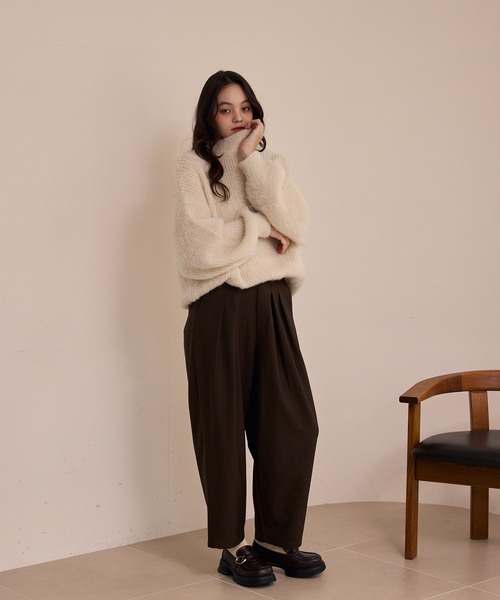 OLUN スラックス パンツ wide cocoon slacks pants/ワイドコクーン