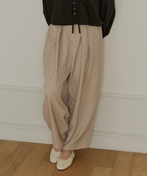 OLUN スラックス パンツ wide cocoon slacks pants/ワイドコクーン