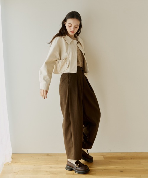 OLUN スラックス パンツ wide cocoon slacks pants/ワイドコクーン