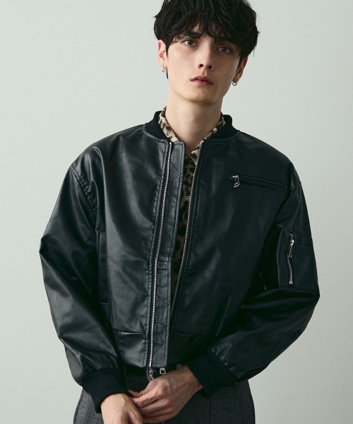 Shoowtime（ショウタイム） ブルゾン アウター Faux Leather Bomber