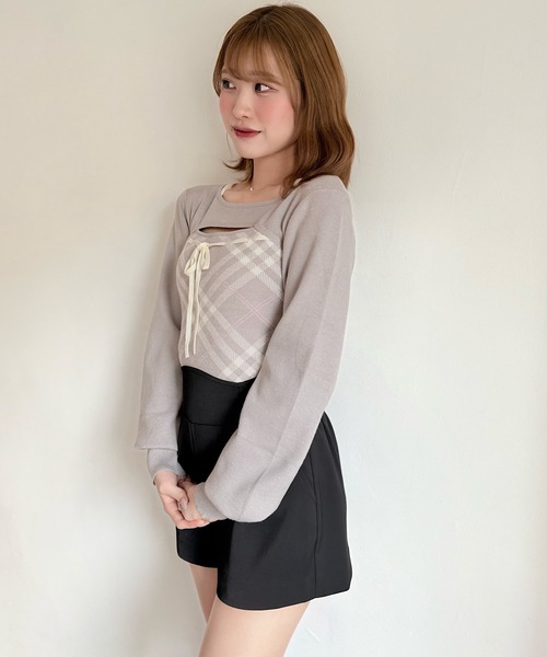 【新品未使用】deicy ｍａｎｙｗａｙケーブルリボンショートニット リボンケーブル編みショート丈ニットトップス[lt64] | レディース