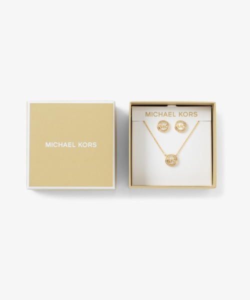 ピアス サークルロゴ マザーオブパール ペンダント ＆ スタッド ピアス セット レディースの画像