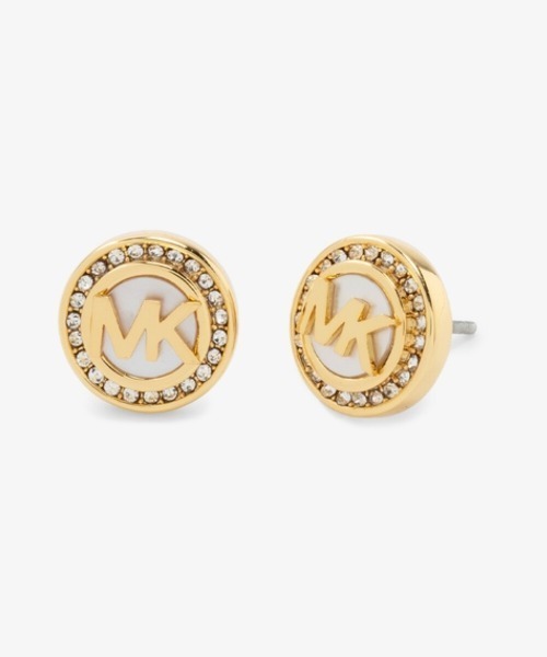 ピアス サークルロゴ マザーオブパール ペンダント ＆ スタッド ピアス セット レディースの画像