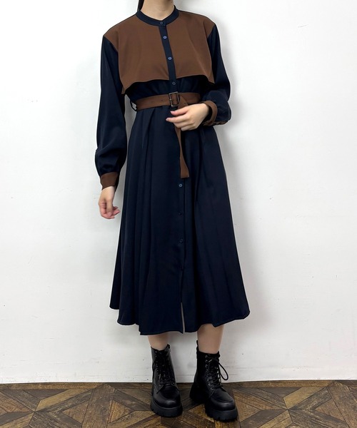 ワンピース バイカラーケープ風ワンピース : ZOZOTOWN Yahoo!店 - 通販