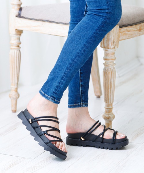 「attagirl」 フラットサンダル L ブラック レディース_画像8