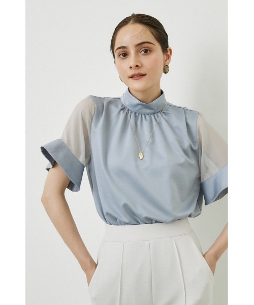 「rienda」 半袖ブラウス FREE ライトブルー レディース_画像2